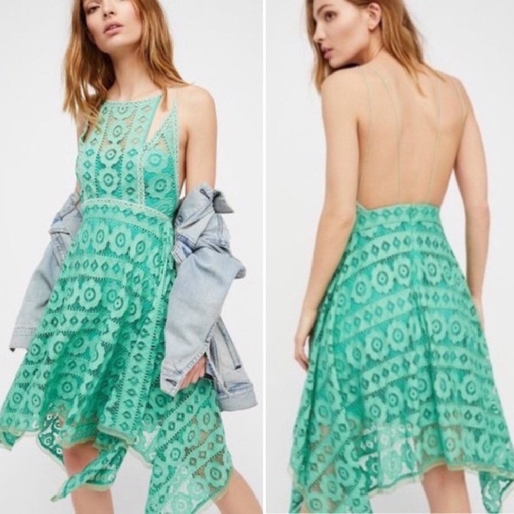Free People Just like honey mint green dress size8